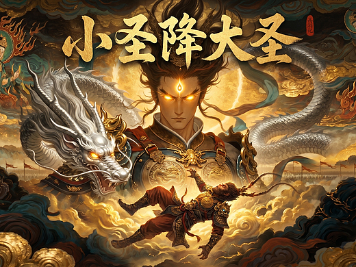 《小圣降大圣》-敦煌壁画风