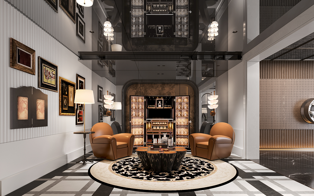 复古雅奢 · 独栋别墅全案效果图（图ZNDA1ODE4NzMy） - 家装设计 - 站酷设计师Z091102795原创素材 - 站酷ZCOOL