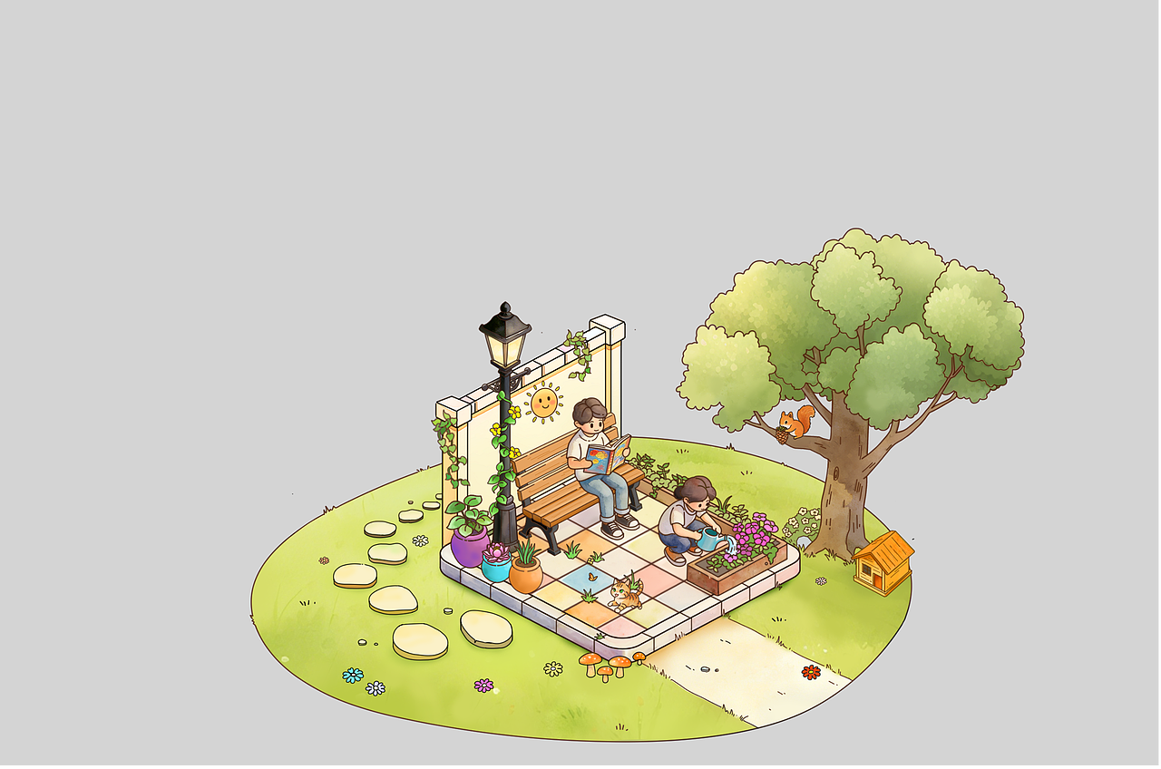 2.5D等轴测治愈场景插画｜原创全流程（图ZNDA1ODE5MzQw） - 商业插画 - 站酷设计师心屿童画文化工作原创素材 - 站酷ZCOOL