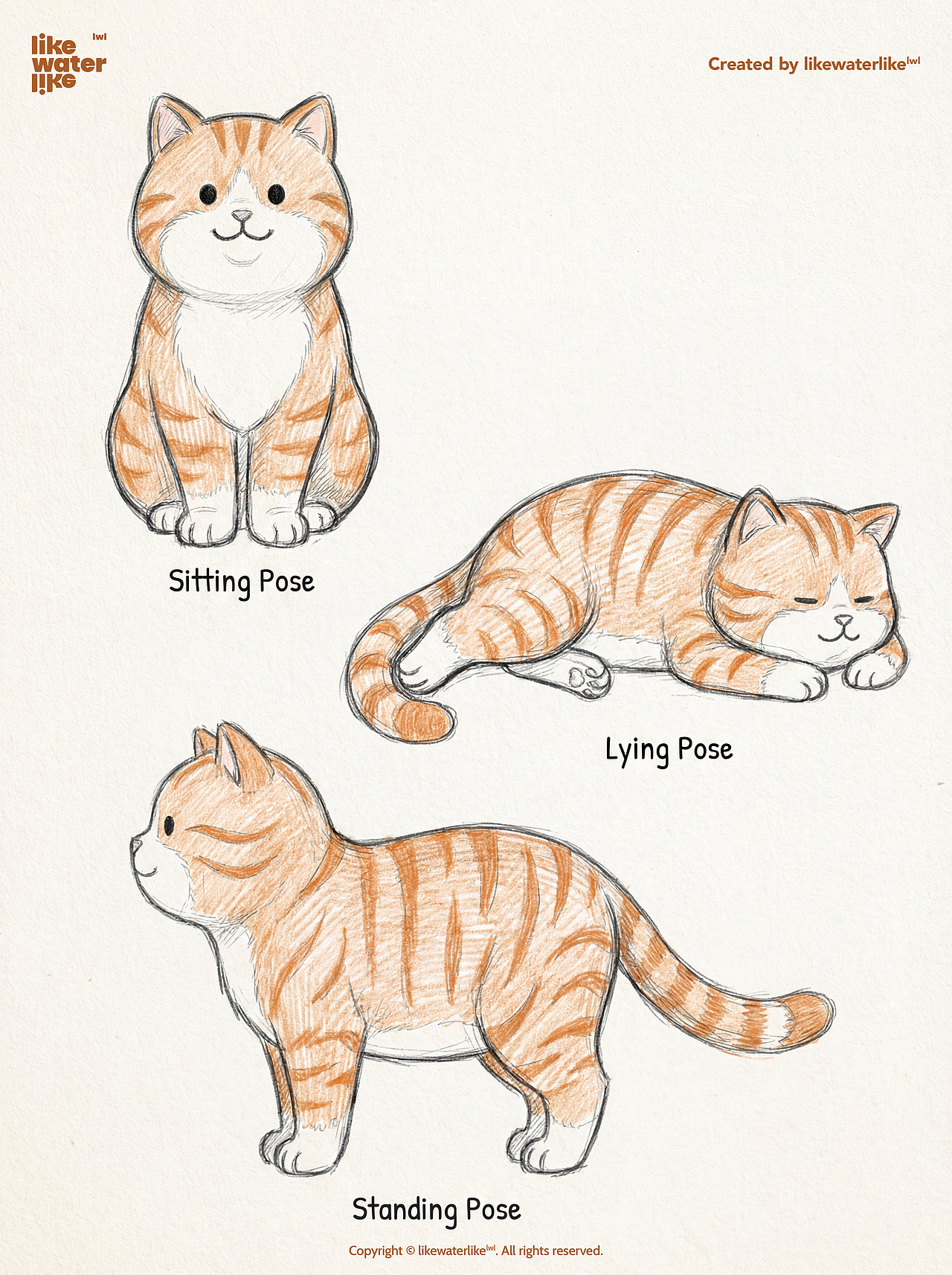 琥珀色的橘猫 | 设计手绘稿（图ZNDA1ODIzODQ0） - 创作习作 - 站酷设计师likewaterlike原创素材 - 站酷ZCOOL