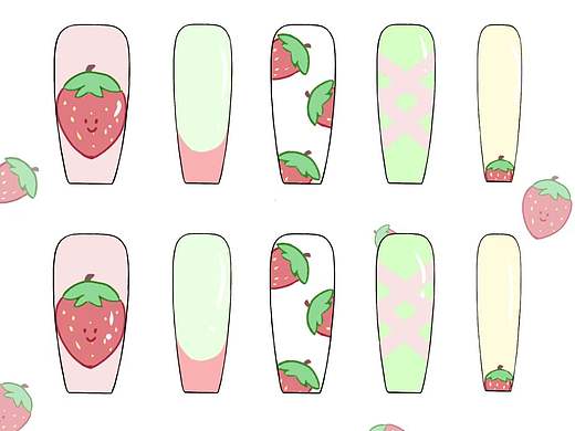 『春日草莓』文创美甲