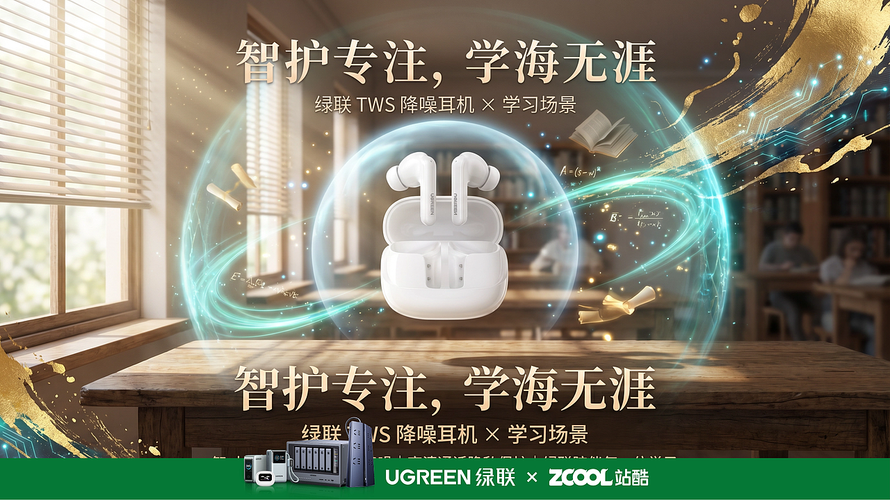 绿联「智・护・未来」全场景创意海报（图ZNDA1ODMyNTI4） - AI作品 - 站酷设计师VELORA_Studio原创素材 - 站酷ZCOOL