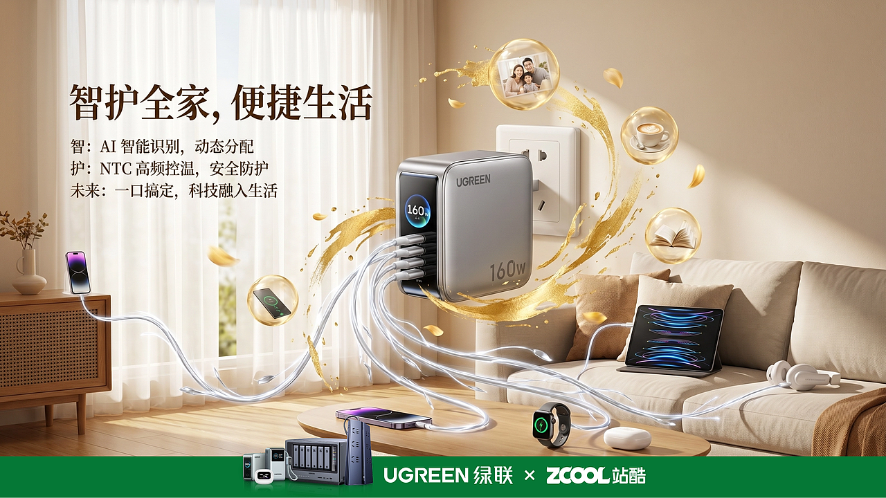 绿联「智・护・未来」全场景创意海报（图ZNDA1ODMyNTU2） - AI作品 - 站酷设计师VELORA_Studio原创素材 - 站酷ZCOOL