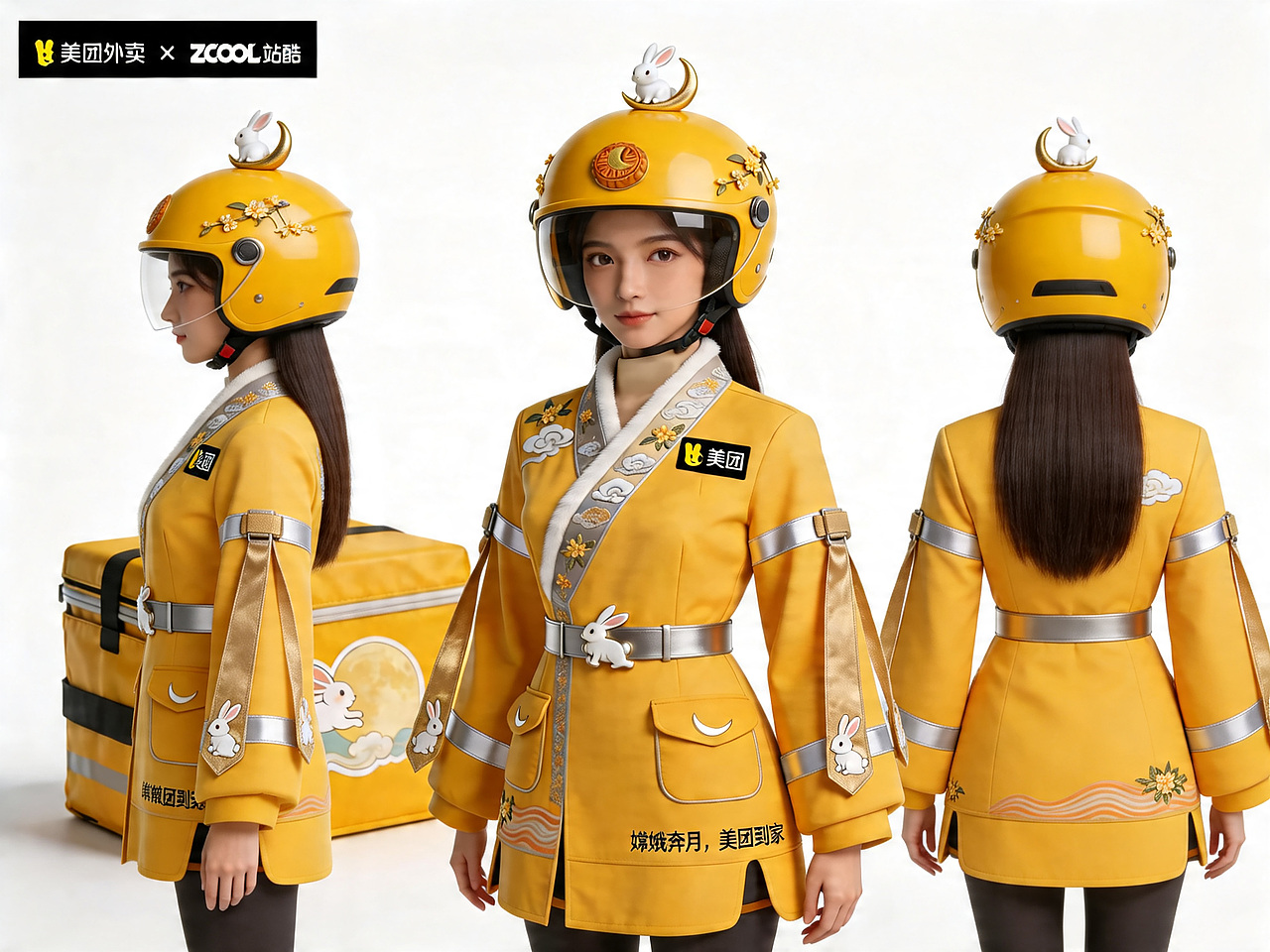 美团骑手服装设计：【奔月·速递】—— 嫦娥姐姐送月饼（图ZNDA1ODMzNzY4） - 其他服装 - 站酷设计师红番茄经典原创素材 - 站酷ZCOOL