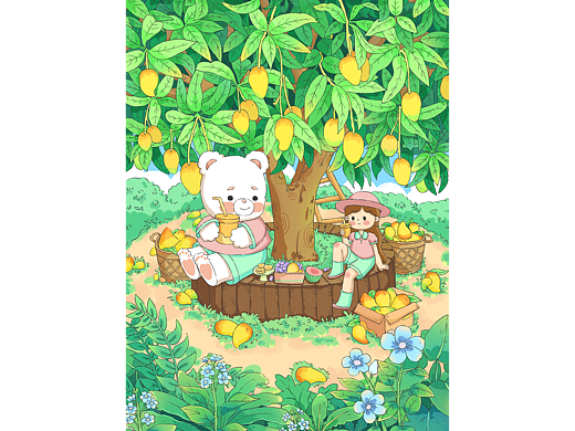 原創(chuàng)插畫|芒果很忙（個(gè)人主頁-ZNzE3MDYxODQ=） - 商業(yè)插畫 - 站酷設(shè)計(jì)師貓梨a原創(chuàng)素材 - 站酷ZCOOL