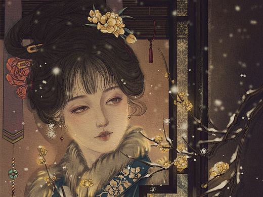 倚窗赏梅