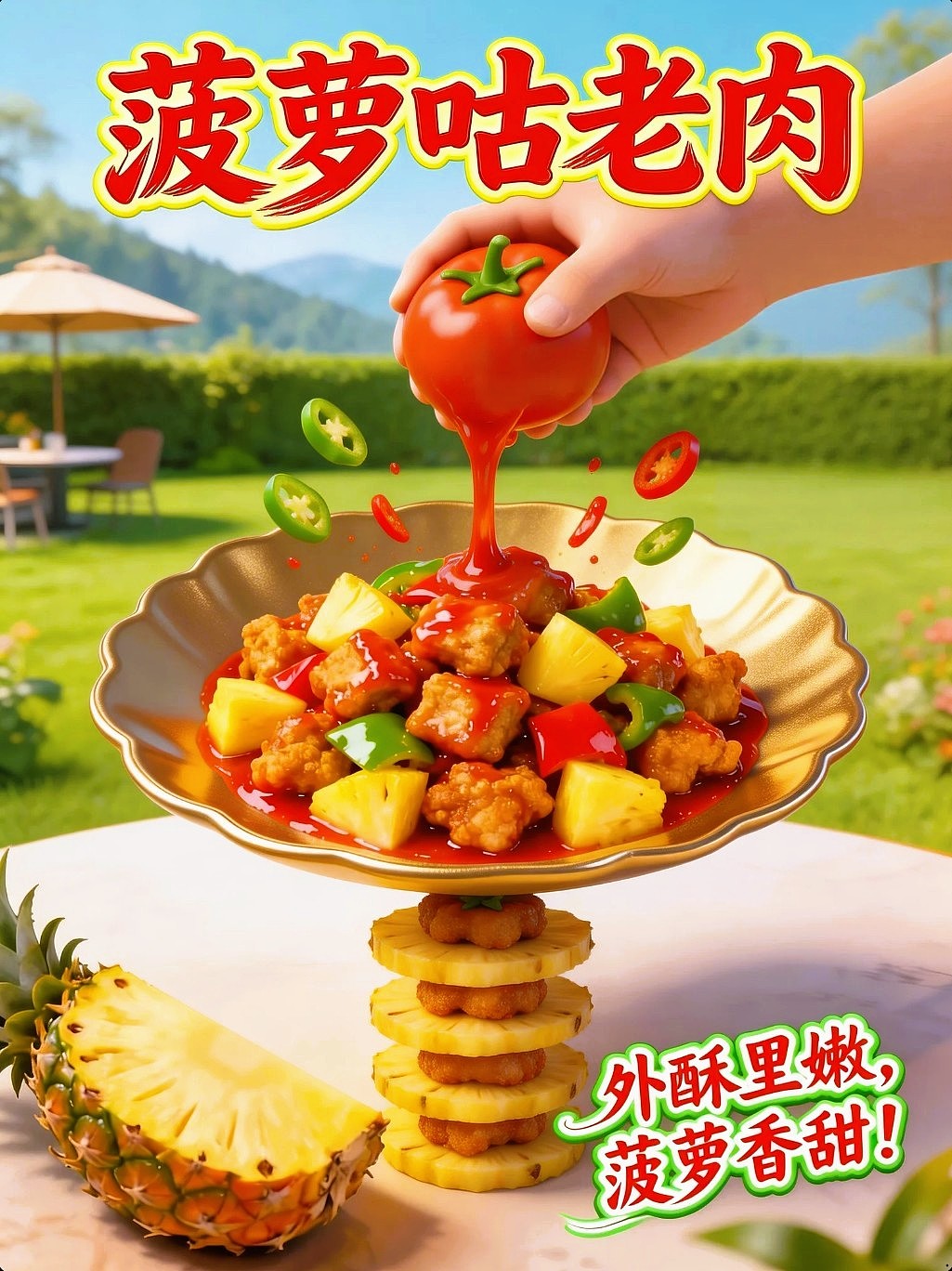 AIGC设计创意菠萝咕老肉美食海报附提示词既梦AI5.0（图ZNDA1ODY4OTU2） - 海报 - 站酷设计师风中的玫瑰耶原创素材 - 站酷ZCOOL