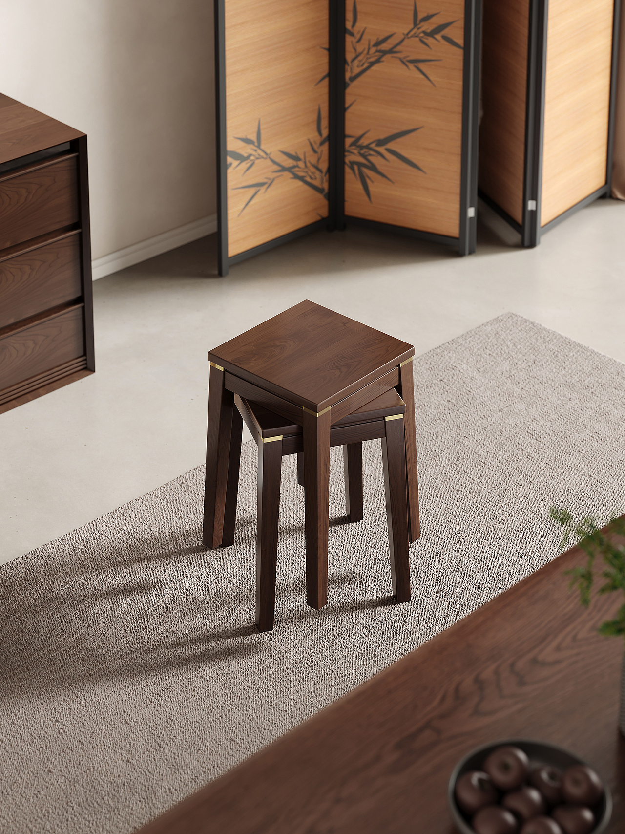 东方雅致 | 新中式轻奢实木方凳 电商产品（图ZNDA1ODcwMDQw） - 家装设计 - 站酷设计师蓝禹轩洁原创素材 - 站酷ZCOOL