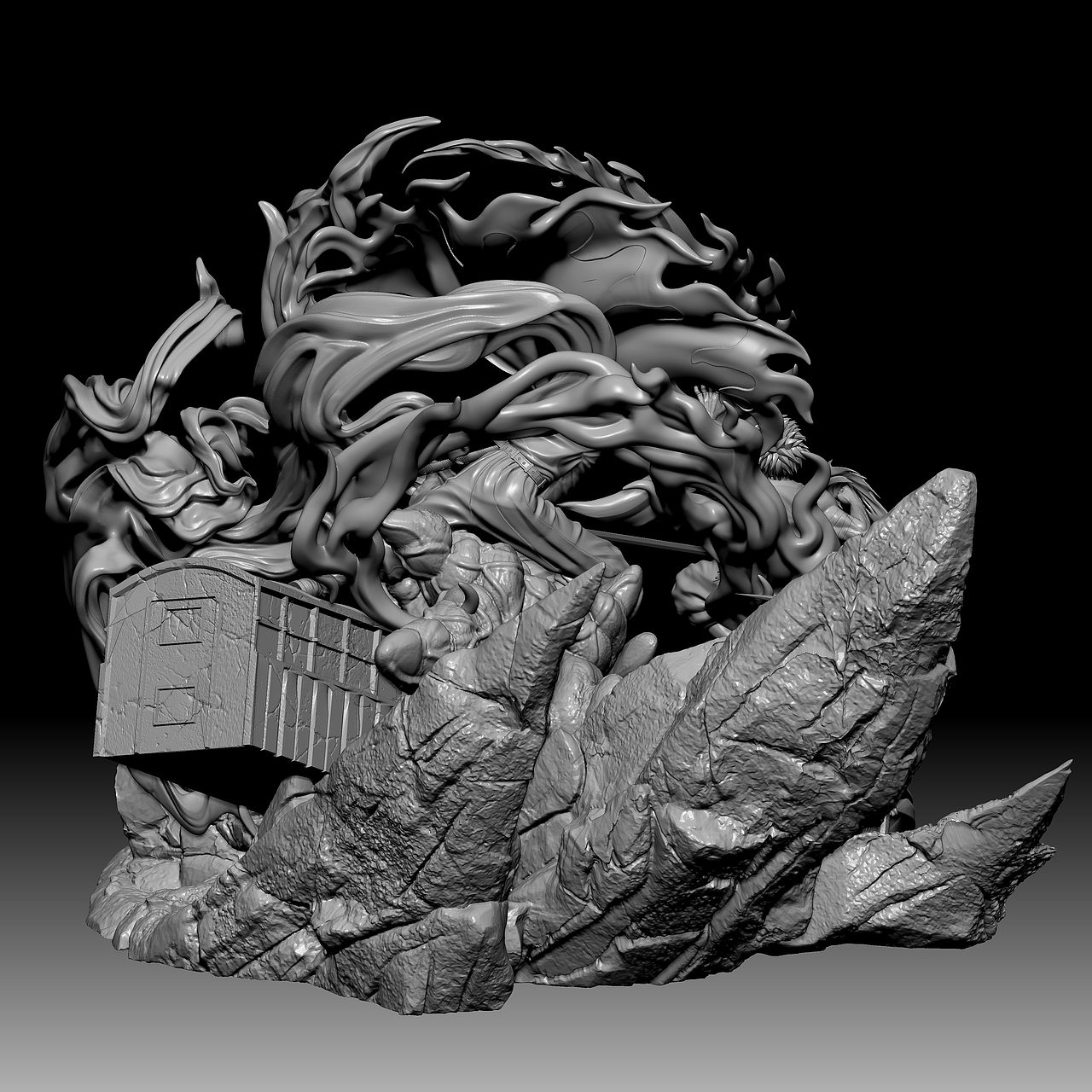 鬼灭之刃猗窝座杏寿郎·zbrush高精雕刻（图ZNDA1ODc0NTQ0） - 其他三维 - 站酷设计师范观英原创素材 - 站酷ZCOOL
