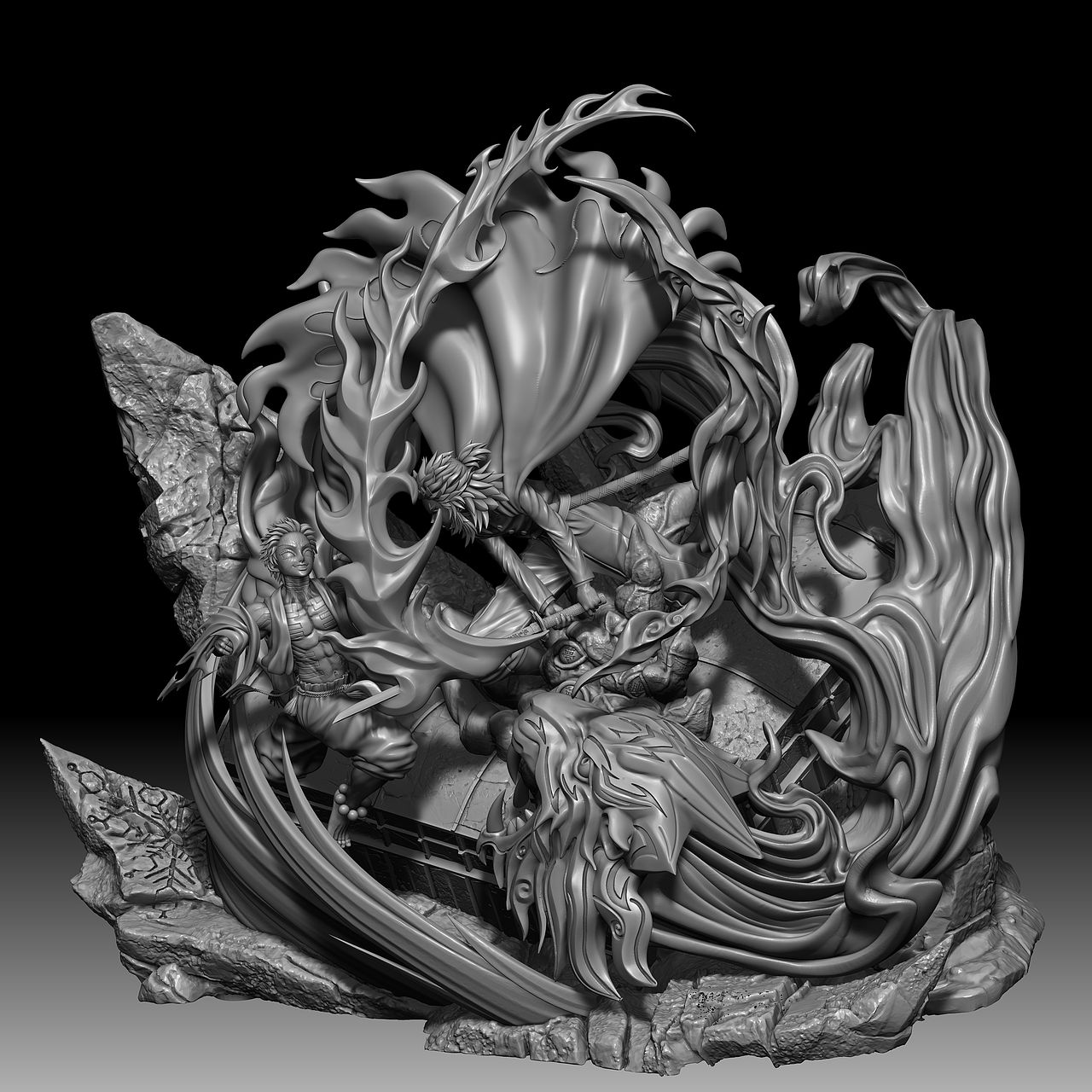 鬼灭之刃猗窝座杏寿郎·zbrush高精雕刻（图ZNDA1ODc0NTM2） - 其他三维 - 站酷设计师范观英原创素材 - 站酷ZCOOL