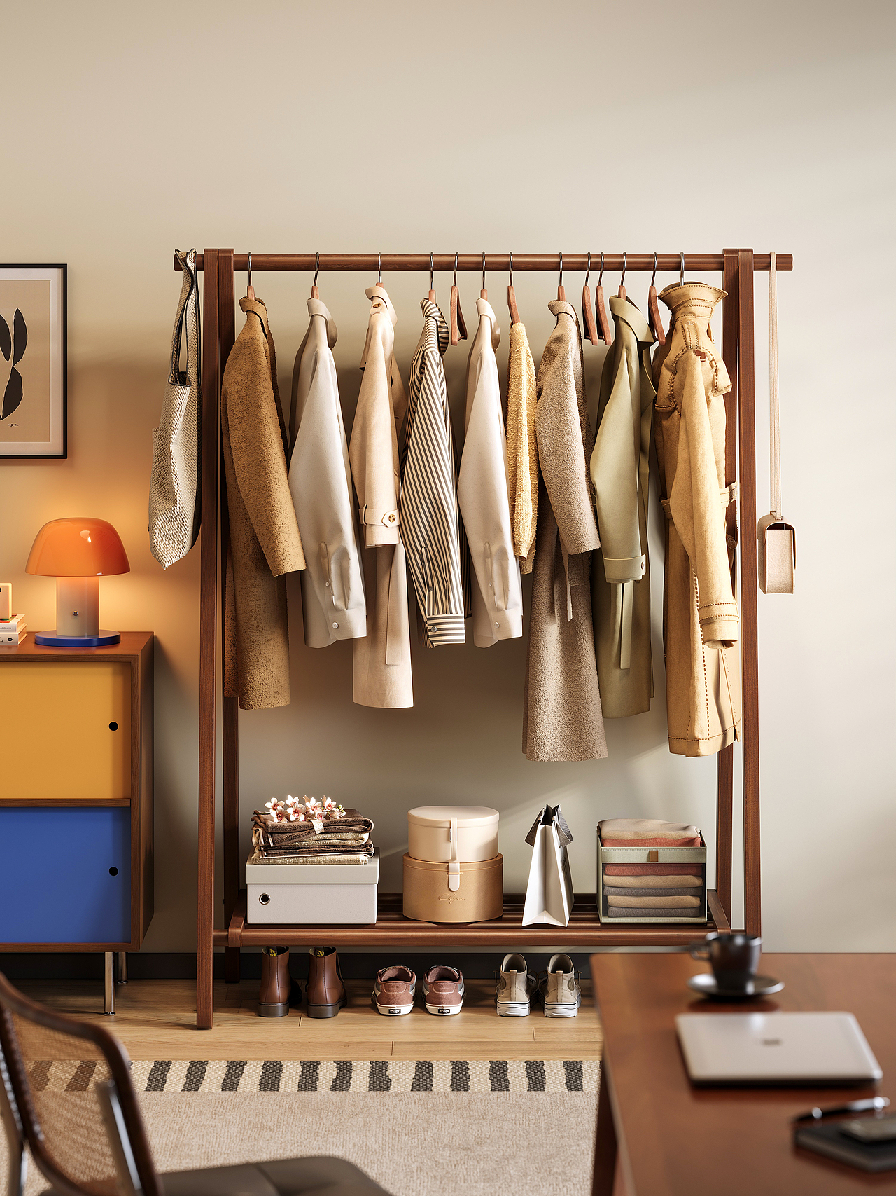 落地衣帽架・治愈系家居收纳设计（图ZNDA1ODc4Mjg0） - 家装设计 - 站酷设计师蓝禹轩洁原创素材 - 站酷ZCOOL