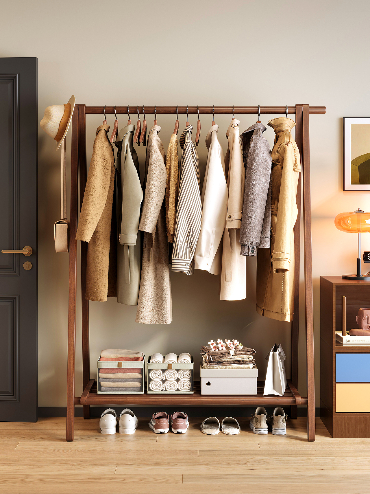 落地衣帽架・治愈系家居收纳设计（图ZNDA1ODc4MzA4） - 家装设计 - 站酷设计师蓝禹轩洁原创素材 - 站酷ZCOOL