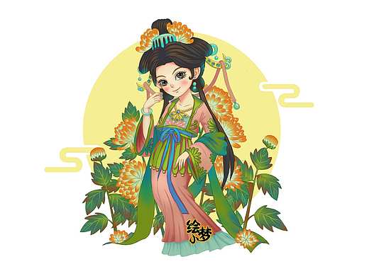 古风人物插画十二花神