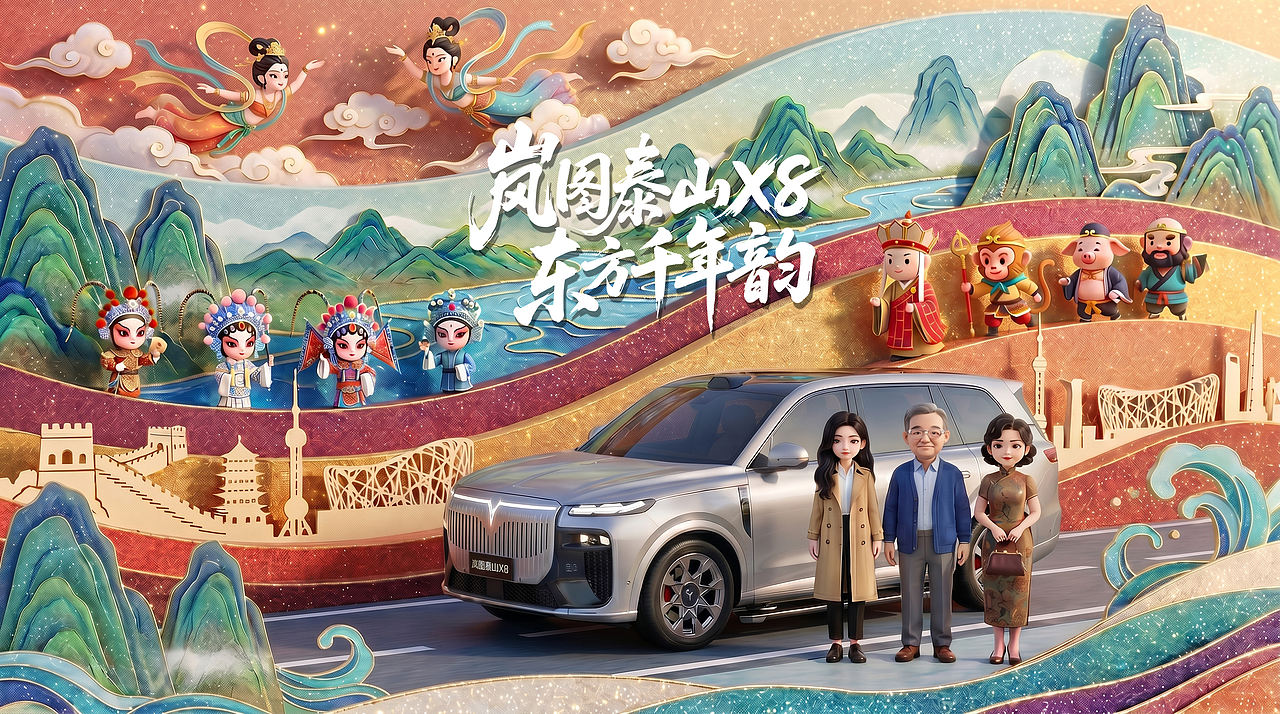 离谱的大 8！岚图泰山 X8 把非遗玩出花（图ZNDA1OTE1MjE2） - AI作品 - 站酷设计师Coral三三原创素材 - 站酷ZCOOL