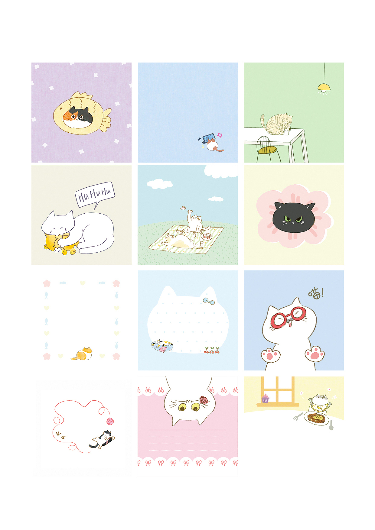 猫咪系列便签和贴纸（图ZNDA1OTMyMTYw） - 商业插画 - 站酷设计师乌鸭原创素材 - 站酷ZCOOL