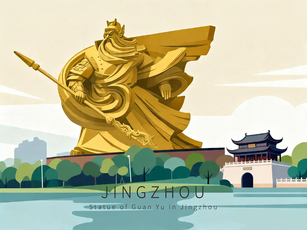 城市印象系列——荆州（图ZNDA1OTYyMDI0） - 商业插画 - 站酷设计师小扁BIAN原创素材 - 站酷ZCOOL