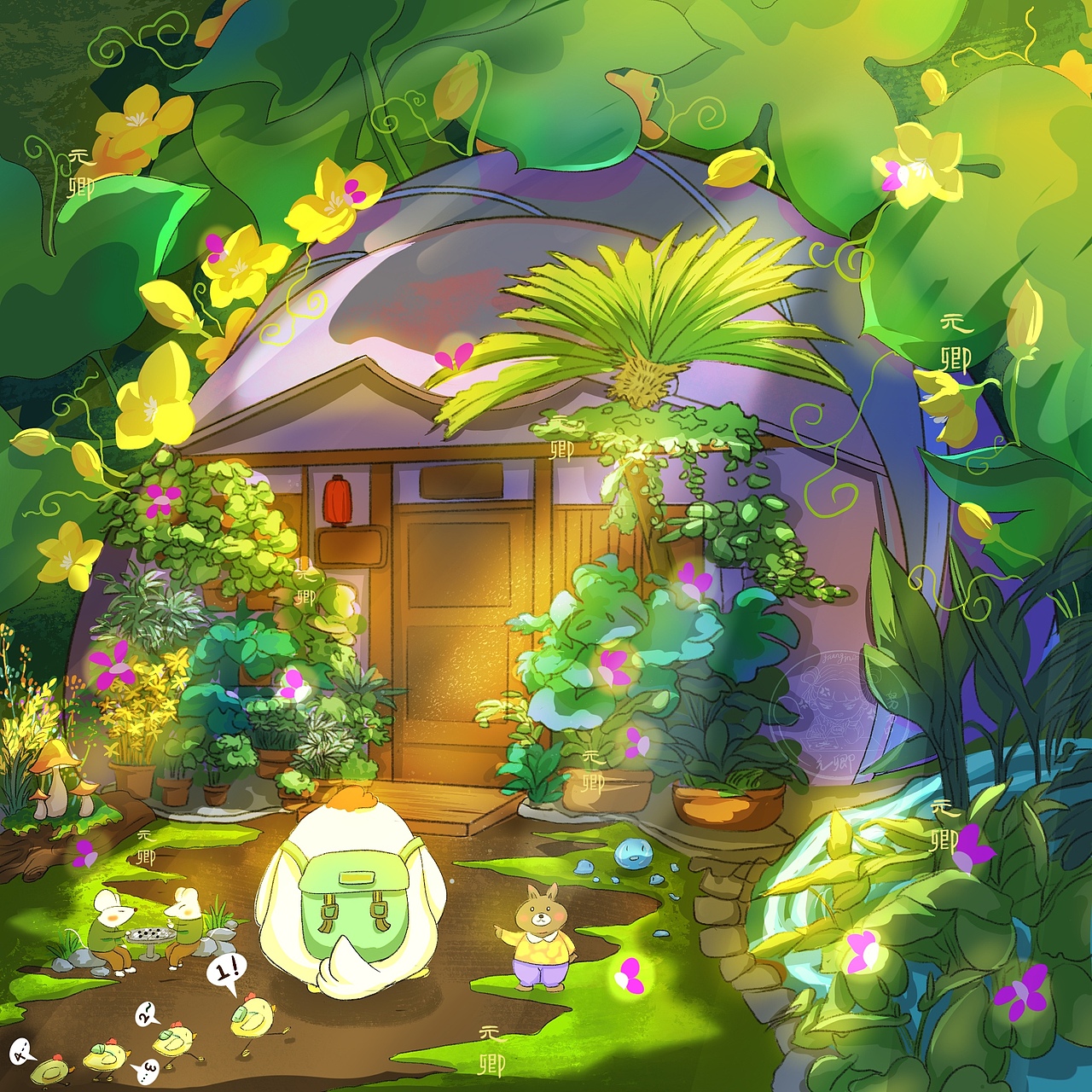 林间小屋的访客（图ZNDA1OTY2MzQw） - 艺术插画 - 站酷设计师元卿元卿元卿原创素材 - 站酷ZCOOL