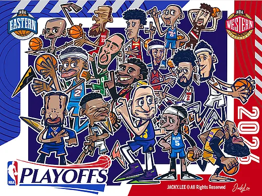 一年度篮球盛宴NBA2026季后赛随笔（首页-ZNzM1MDUyMjQ=） - 插画-创作习作 - 站酷设计师IMJACKYLEE原创素材 - 站酷ZCOOL