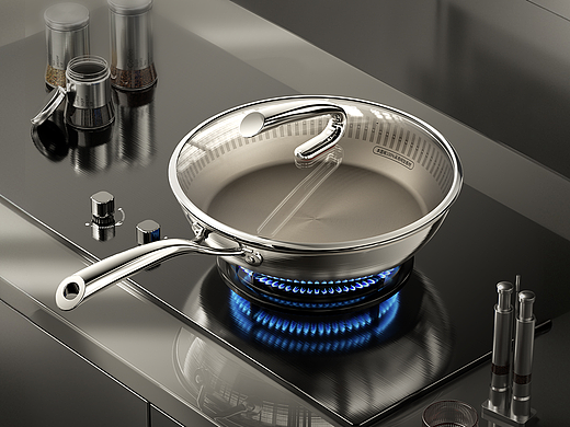 产品建模渲染 I 纯钛煎锅 ✖ 礼想抱福