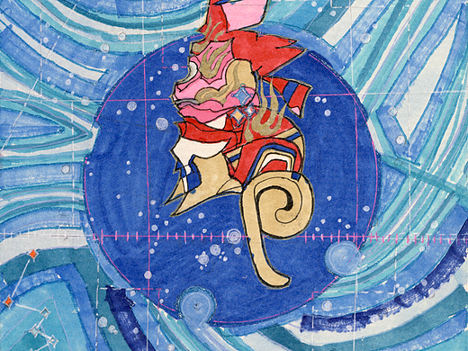 马克笔插画《二十八星宿之觜火猴》