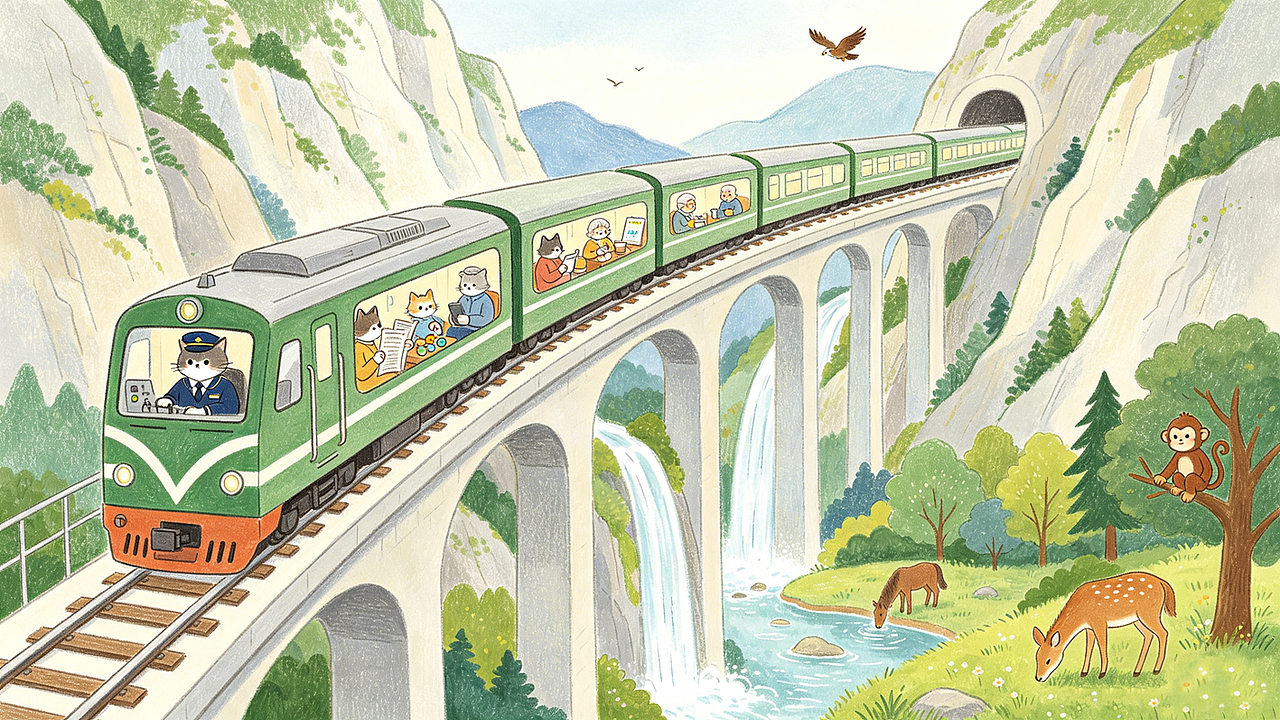 儿童插画 | 坐着绿皮火车去旅行（图ZNDA1OTc5NzY4） - 儿童插画 - 站酷设计师喂鱼喂原创素材 - 站酷ZCOOL