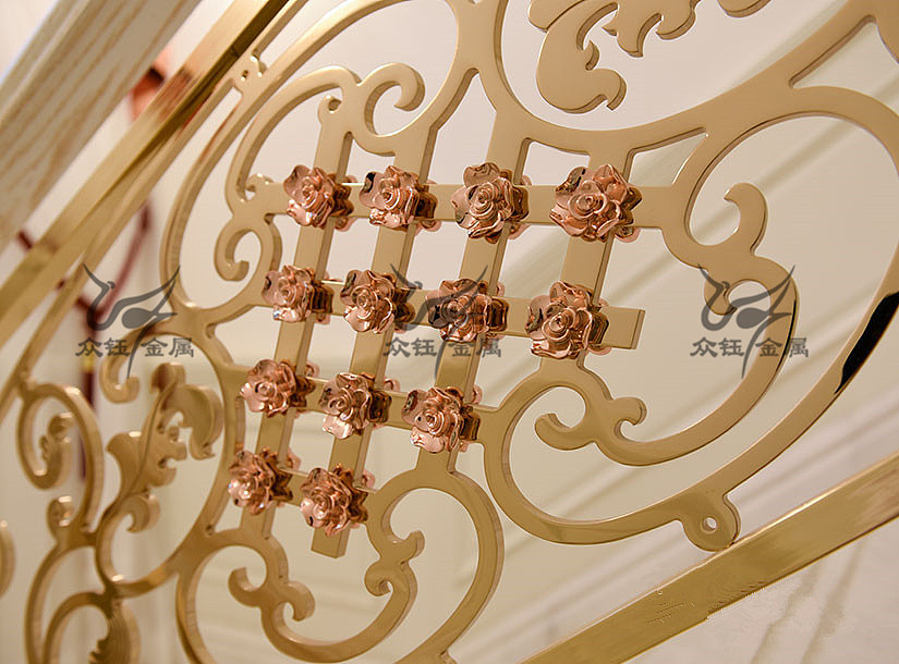 有格调的铝艺雕刻镀金楼梯护栏设计 奢华夺人视线（图ZNDA1OTkzMTQ4） - 其他工业/产品 - 站酷设计师艺术金属原创素材 - 站酷ZCOOL