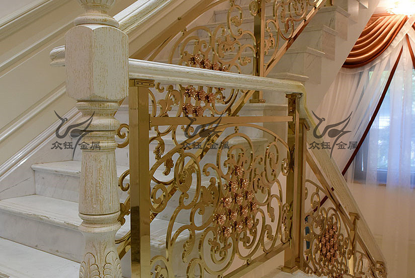 有格调的铝艺雕刻镀金楼梯护栏设计 奢华夺人视线（图ZNDA1OTkzMTUy） - 其他工业/产品 - 站酷设计师艺术金属原创素材 - 站酷ZCOOL