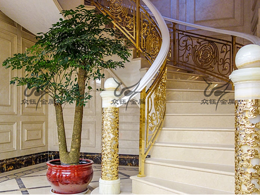 别墅室内装饰铝板雕花楼梯护栏 这样设计好看