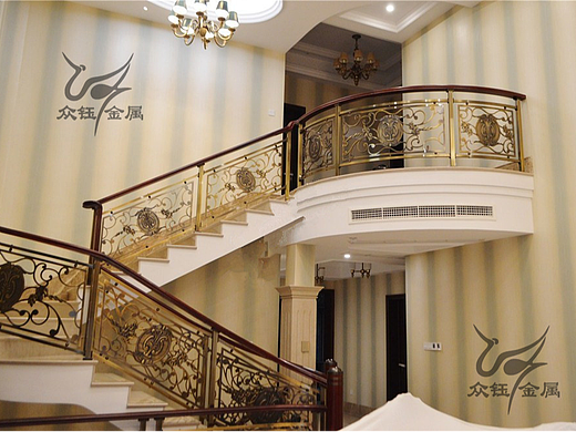 数控雕刻 整体铝板雕刻弧形楼梯护栏实力商家