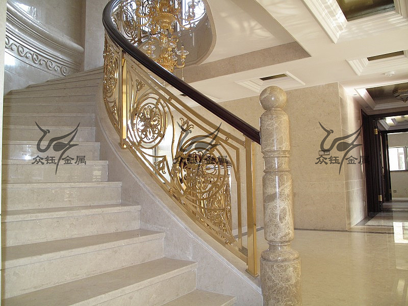 私人别墅精雕铝板镀金楼梯护栏 上门测量安装（图ZNDA1OTk0NzQw） - 其他工业/产品 - 站酷设计师艺术金属原创素材 - 站酷ZCOOL