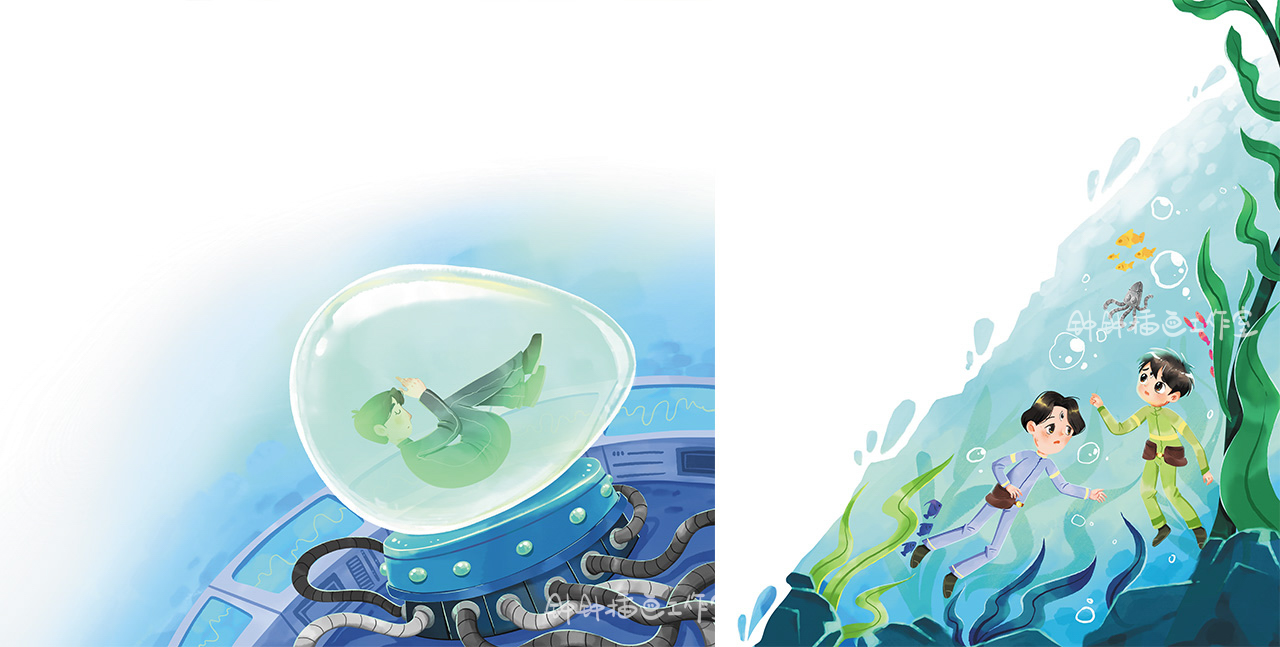 科幻小说插图｜《海生人》末日种子（已商用）（图ZMTU1NjE4ODA=） - 书籍 - 站酷设计师钟钟插画工作室原创素材 - 站酷ZCOOL
