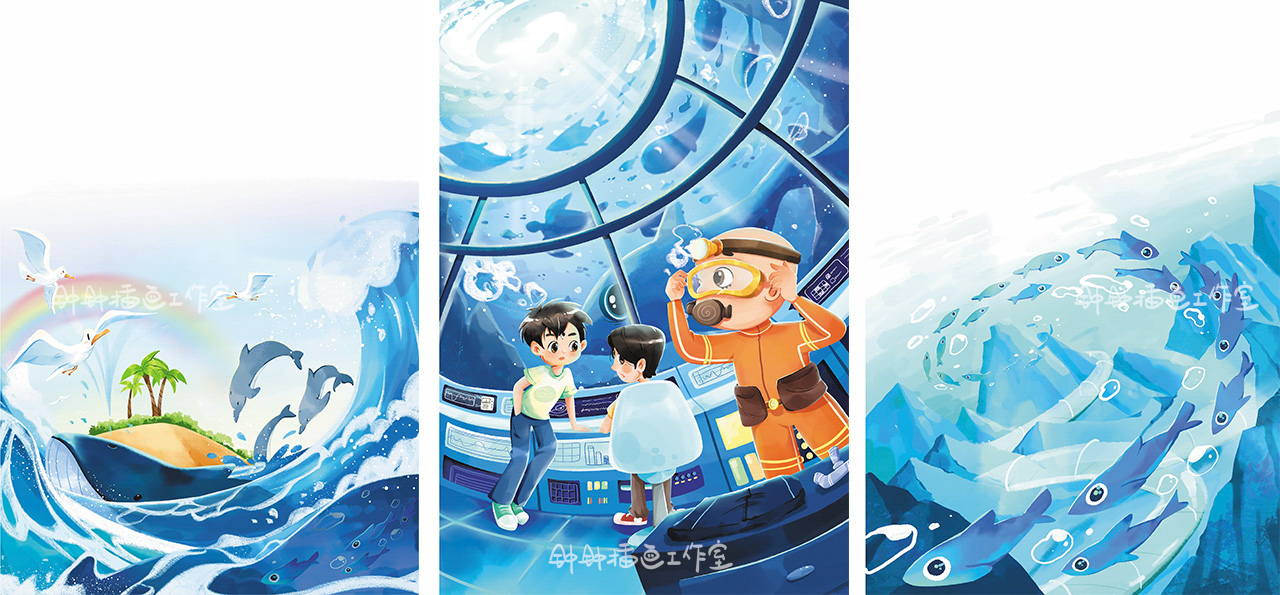 科幻小说插图｜《海生人》末日种子（已商用）（图ZMTU1NjE4NjQ=） - 书籍 - 站酷设计师钟钟插画工作室原创素材 - 站酷ZCOOL