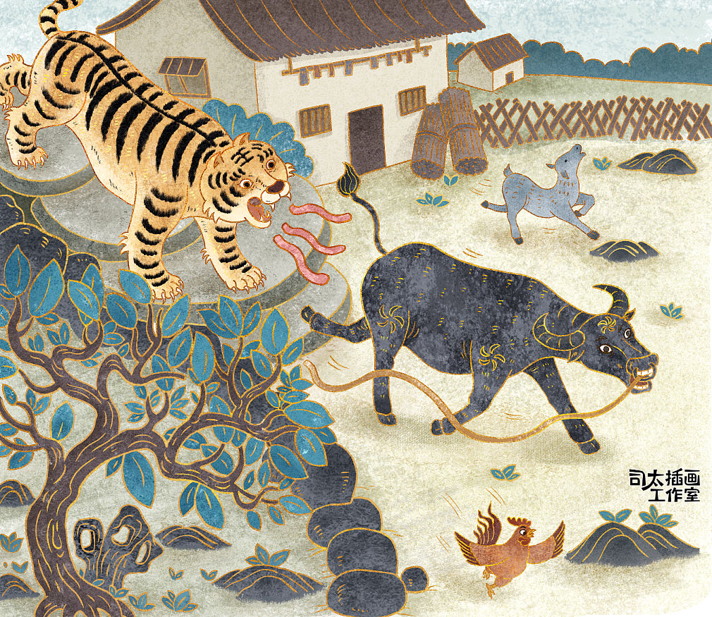 【古风插画】|《老虎报恩》|禹田文化（图ZNDA2MDE4MzY4） - 商业插画 - 站酷设计师司太插画工作室原创素材 - 站酷ZCOOL
