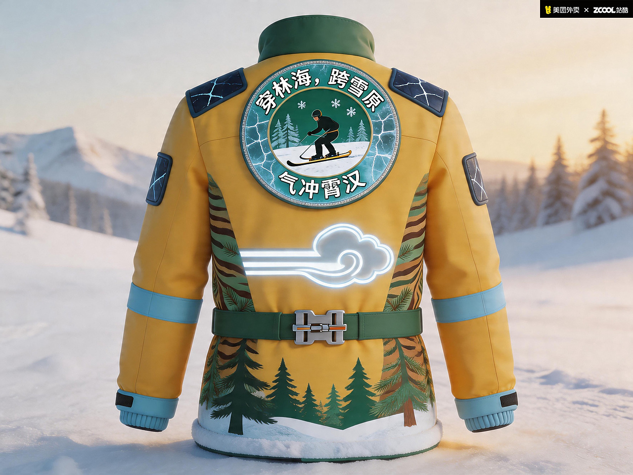 美团骑手服装设计：【雪痕·速递】—— 林海雪原，使命必达（图ZNDA2MDI0MDcy） - 其他服装 - 站酷设计师大霸天原创素材 - 站酷ZCOOL