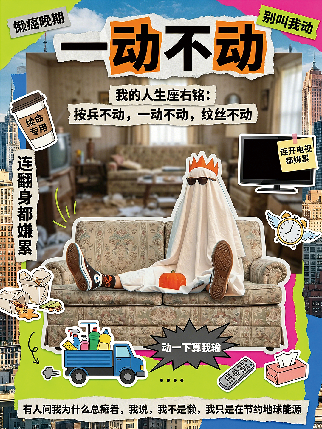 「摆烂人生」系列拼贴海报设计 | 精神状态实录(图ZNDA2MDQ1ODgw) - 海报 - 站酷设计师成城野Design原创素材 - 站酷ZCOOL