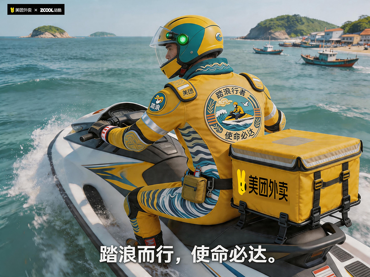 美团骑手服装设计：【踏浪·速递】—— 踏浪而行，使命必达（图ZNDA2MDcwMjk2） - 其他服装 - 站酷设计师大霸天原创素材 - 站酷ZCOOL