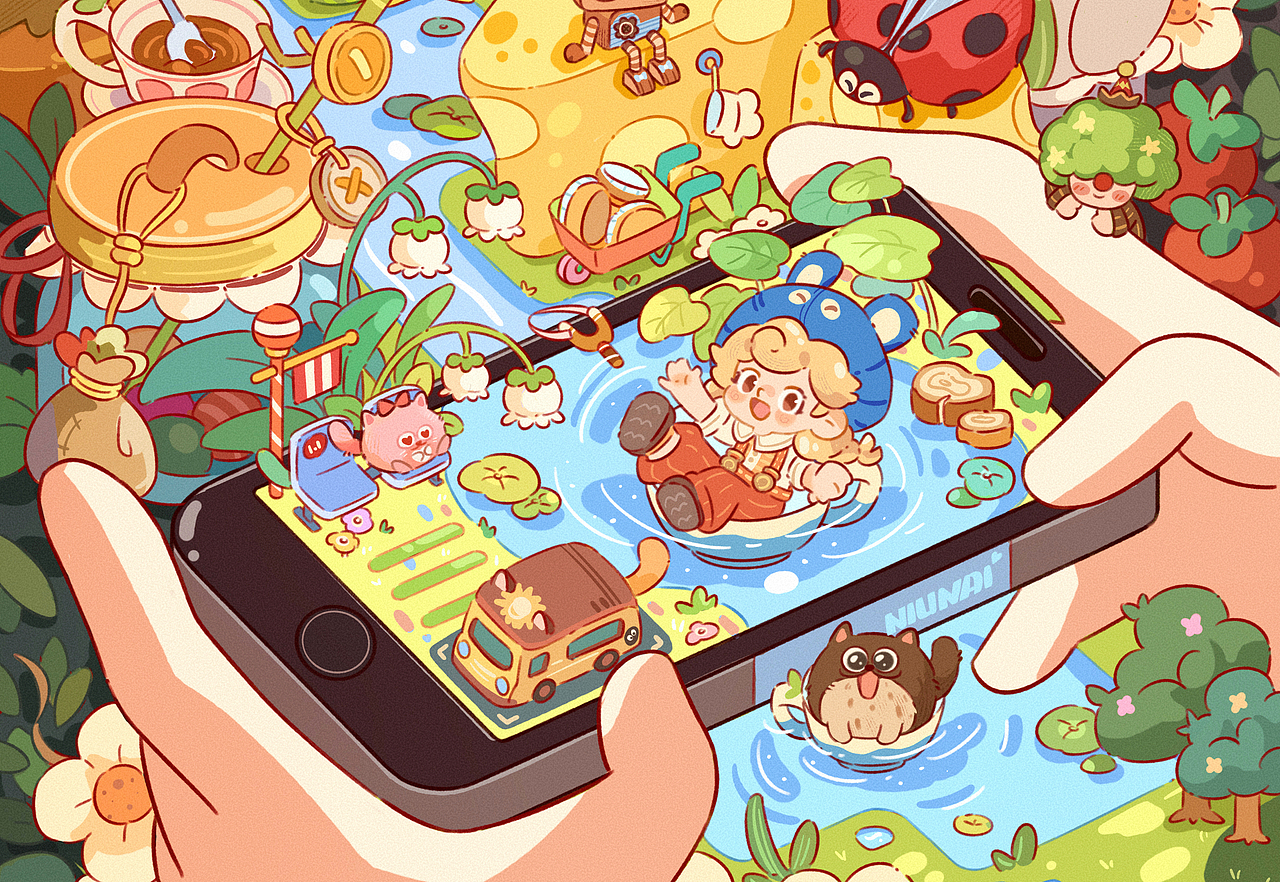 与我粒的下午茶时光（图ZNDA2MDc5MTgw） - 商业插画 - 站酷设计师沸腾牛奶原创素材 - 站酷ZCOOL