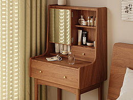 家具渲染丨胡桃木梳妆台