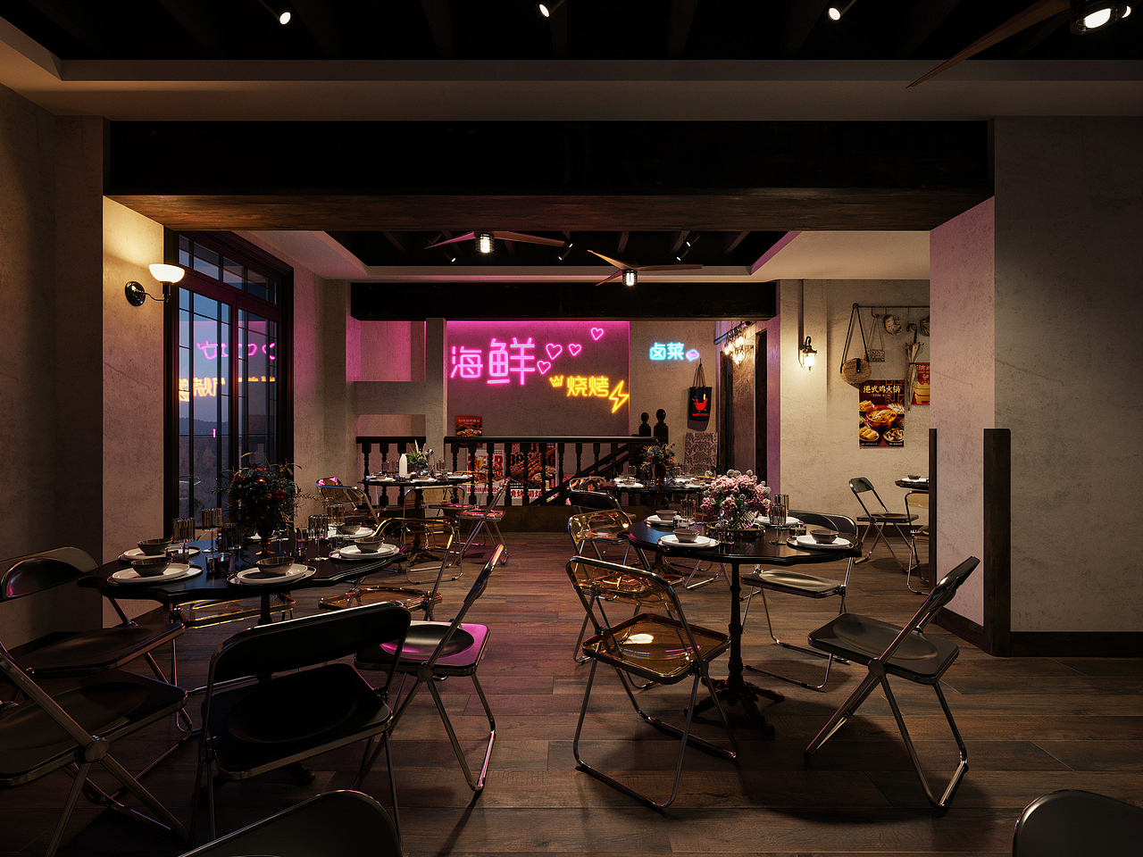 复古美式餐酒吧｜日与夜的松弛氛围感✨（图ZNDA2MTA2MzYw） - 商业空间设计 - 站酷设计师林大帅设计原创素材 - 站酷ZCOOL