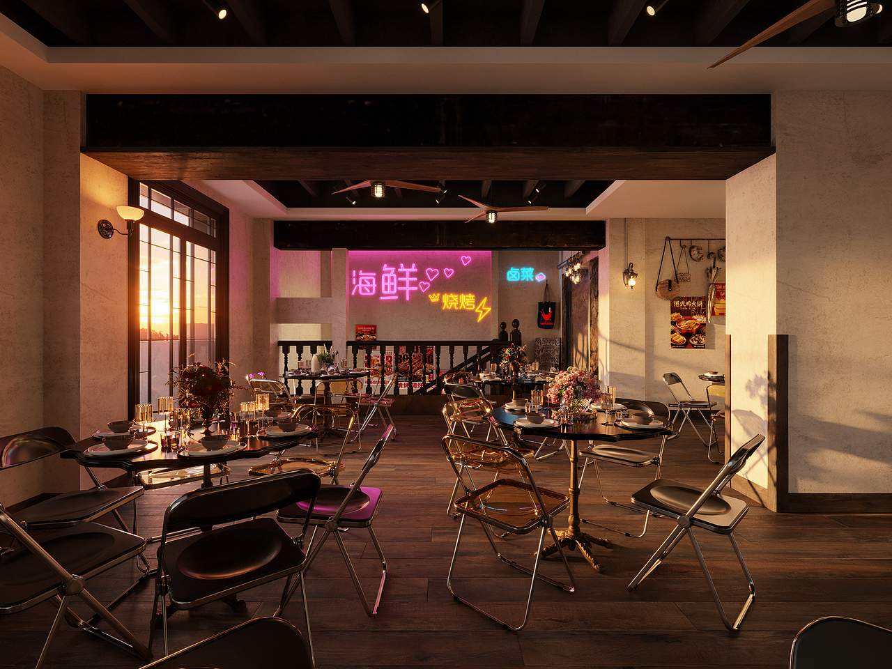 复古美式餐酒吧｜日与夜的松弛氛围感✨（图ZNDA2MTA2MzU2） - 商业空间设计 - 站酷设计师林大帅设计原创素材 - 站酷ZCOOL