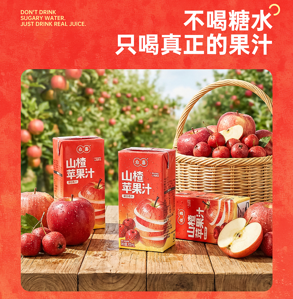 众喜饮品《山楂苹果汁》 详情页设计（图ZNDA2MTE0Mzk2） - 海报 - 站酷设计师Bunima原创素材 - 站酷ZCOOL