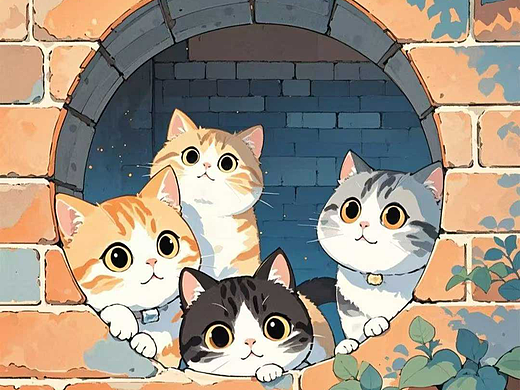 猫咪卡通插画设计