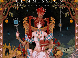 塔罗牌女皇复古风插画