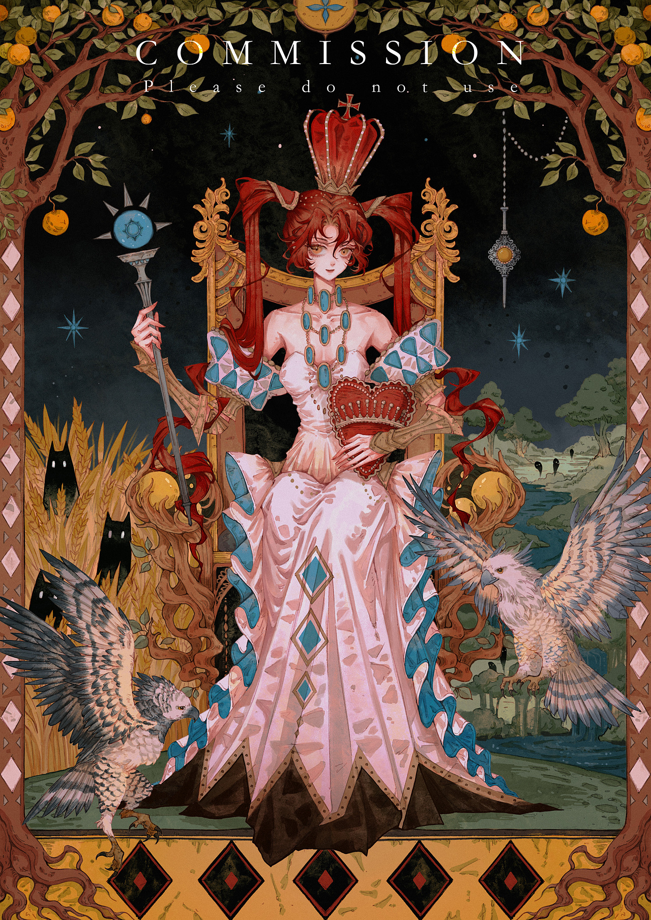 塔罗牌女皇复古风插画（图ZNDA2MTQ1NzQw） - 商业插画 - 站酷设计师罗德KARAS原创素材 - 站酷ZCOOL