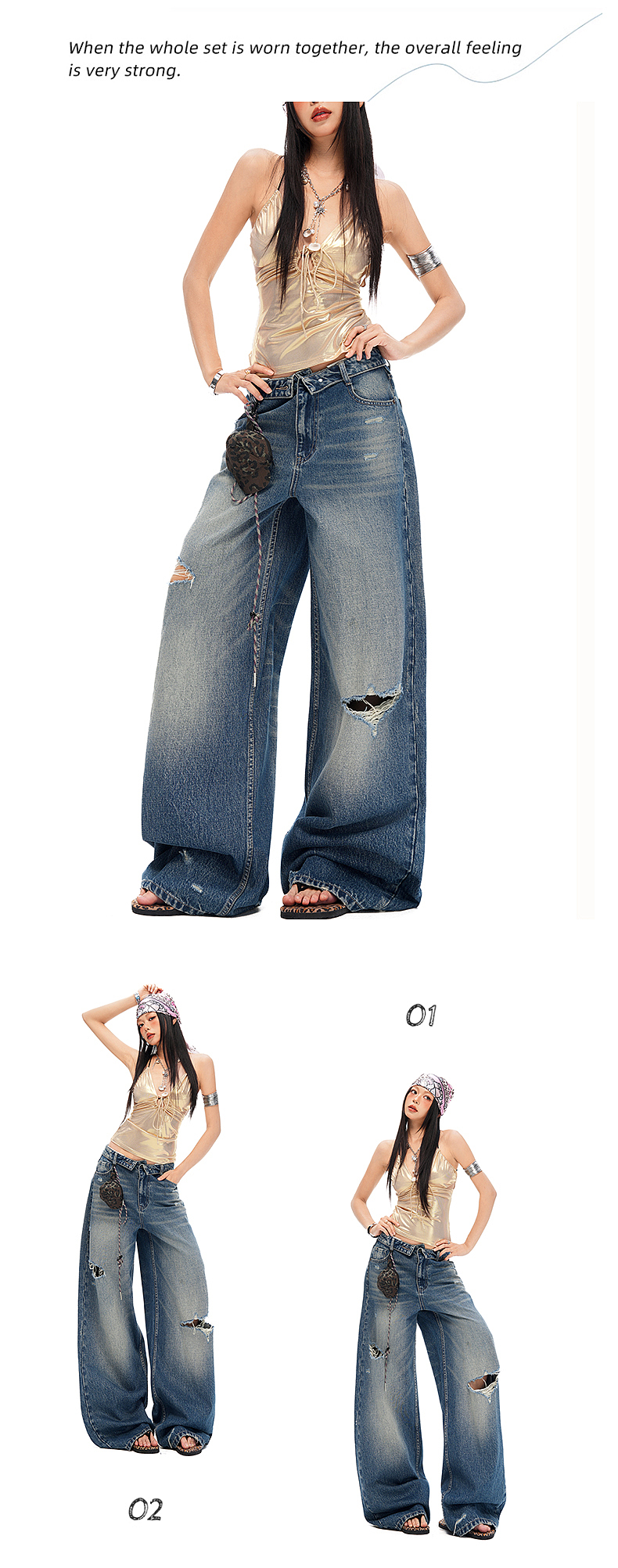 美式辣妹美式街头复古破洞牛仔裤详情排版海报模特拼图（图ZNDA2MTY1OTI4） - 电商 - 站酷设计师特务L原创素材 - 站酷ZCOOL