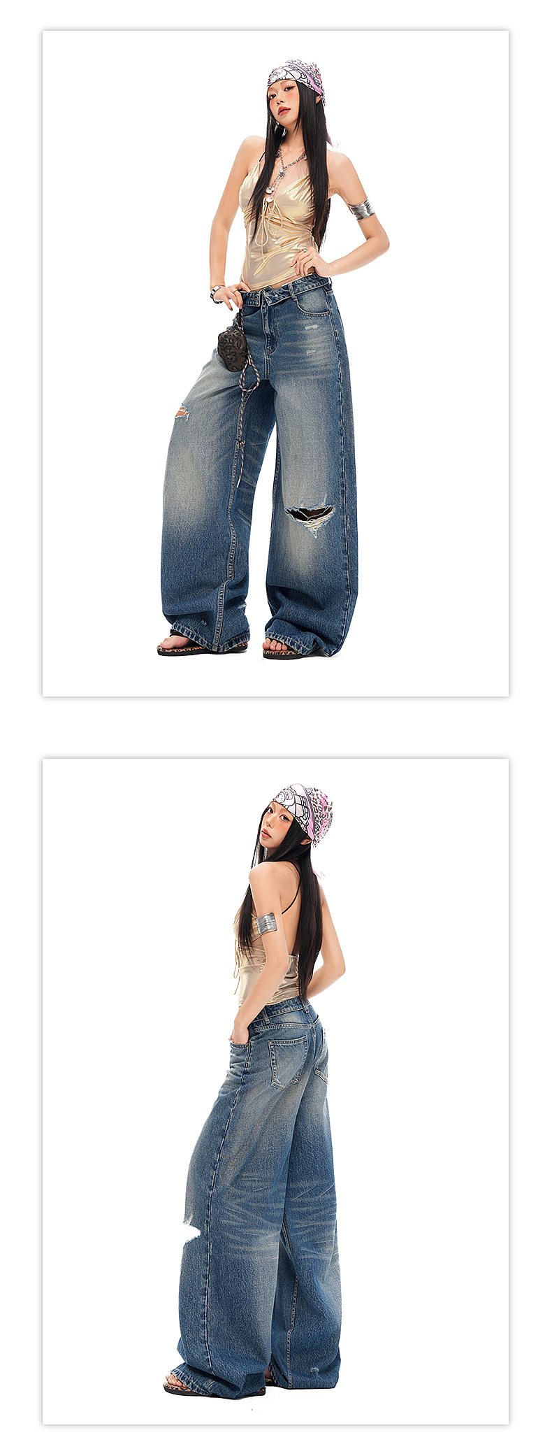 美式辣妹美式街头复古破洞牛仔裤详情排版海报模特拼图（图ZNDA2MTY1OTI0） - 电商 - 站酷设计师特务L原创素材 - 站酷ZCOOL