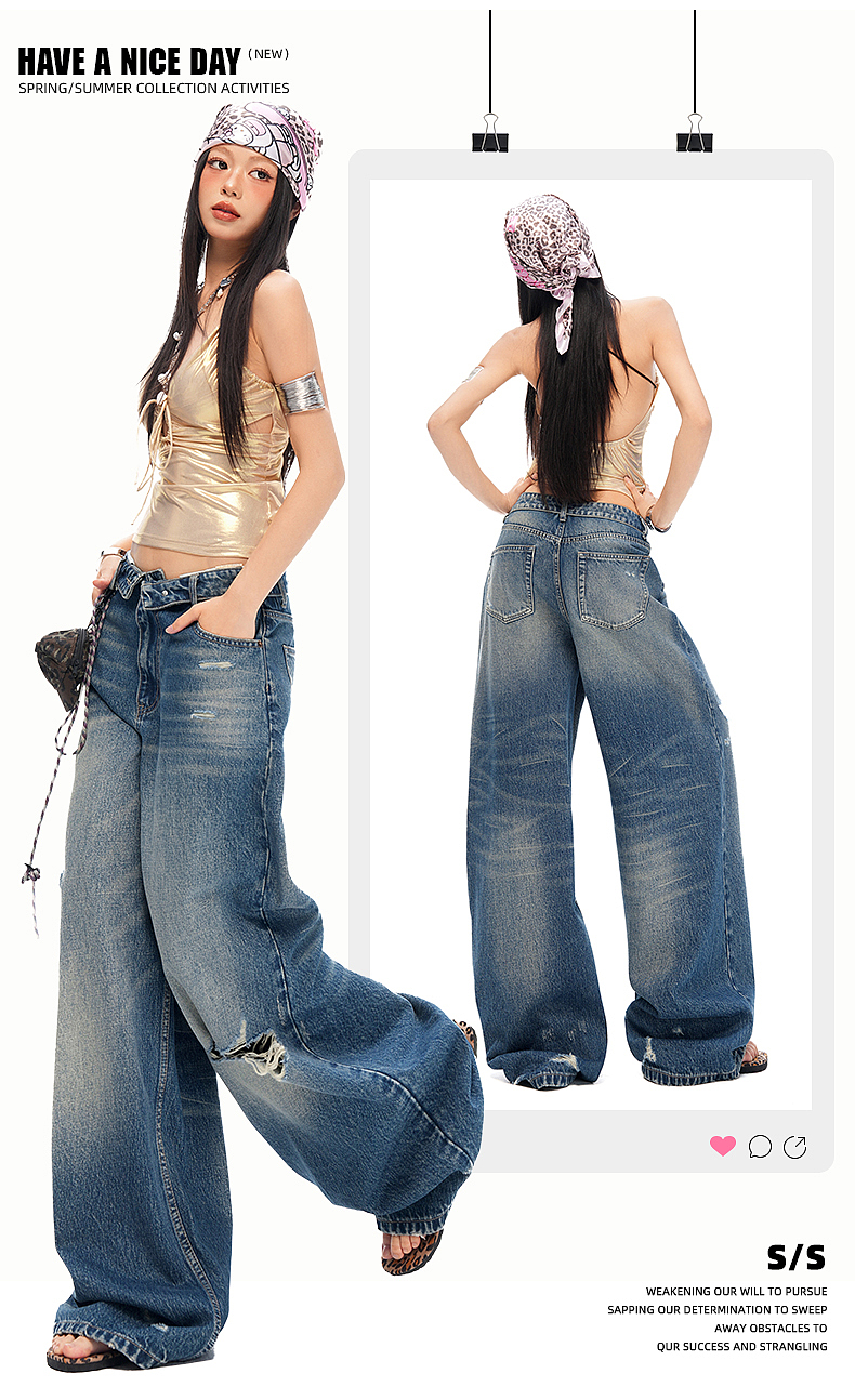 美式辣妹美式街头复古破洞牛仔裤详情排版海报模特拼图（图ZNDA2MTY1OTA4） - 电商 - 站酷设计师特务L原创素材 - 站酷ZCOOL