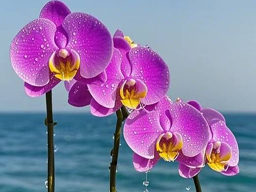 牵牛花、青玉米、水稿、蓝天白云、