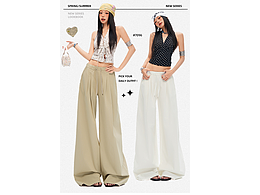 美式辣妹美式街头风复古阔腿喇叭裤详情排版海报拼图