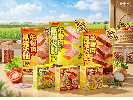 黑猪午餐肉包装设计